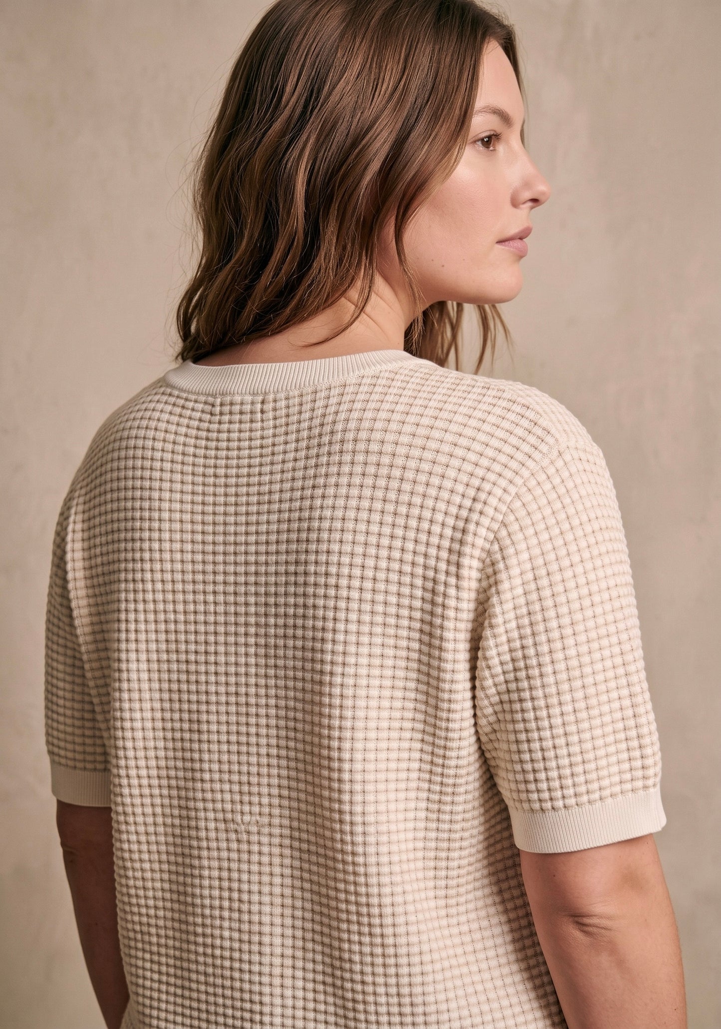 Curve - Tshirt maille bicolore carreaux - Eline