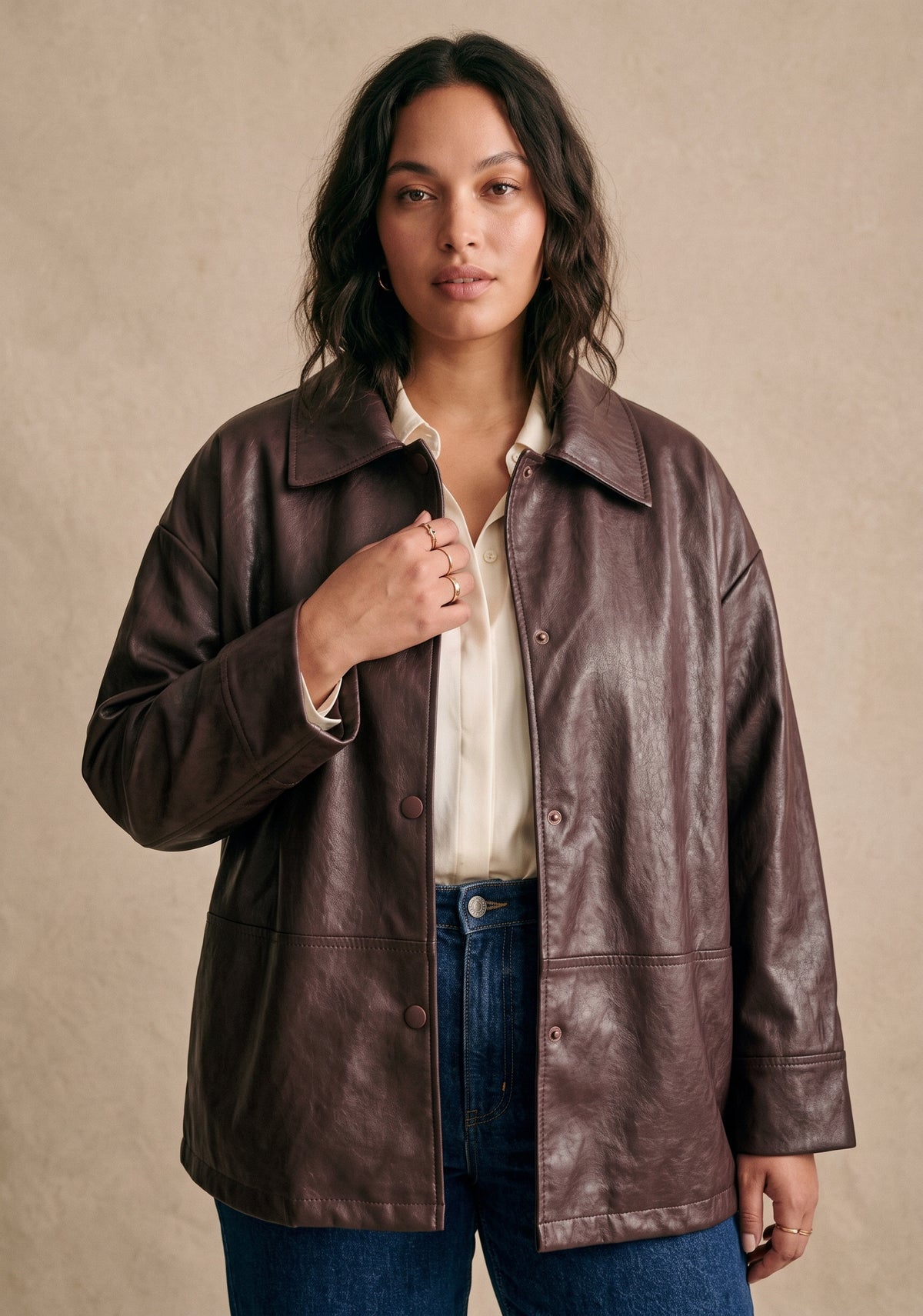 Curve - Veste oversize col chemise - Elvy