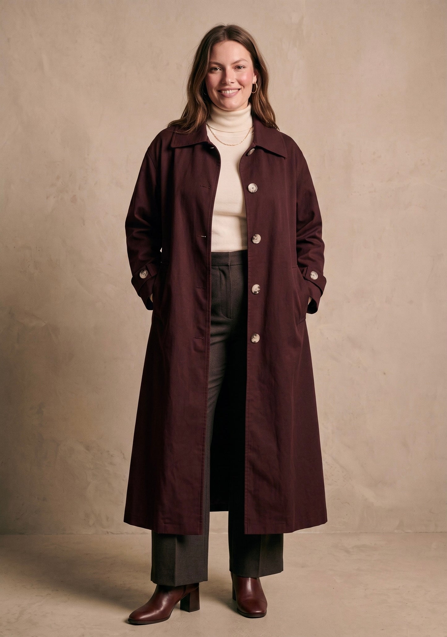 Curve - Veste longue en gabardine de coton - Mathilde