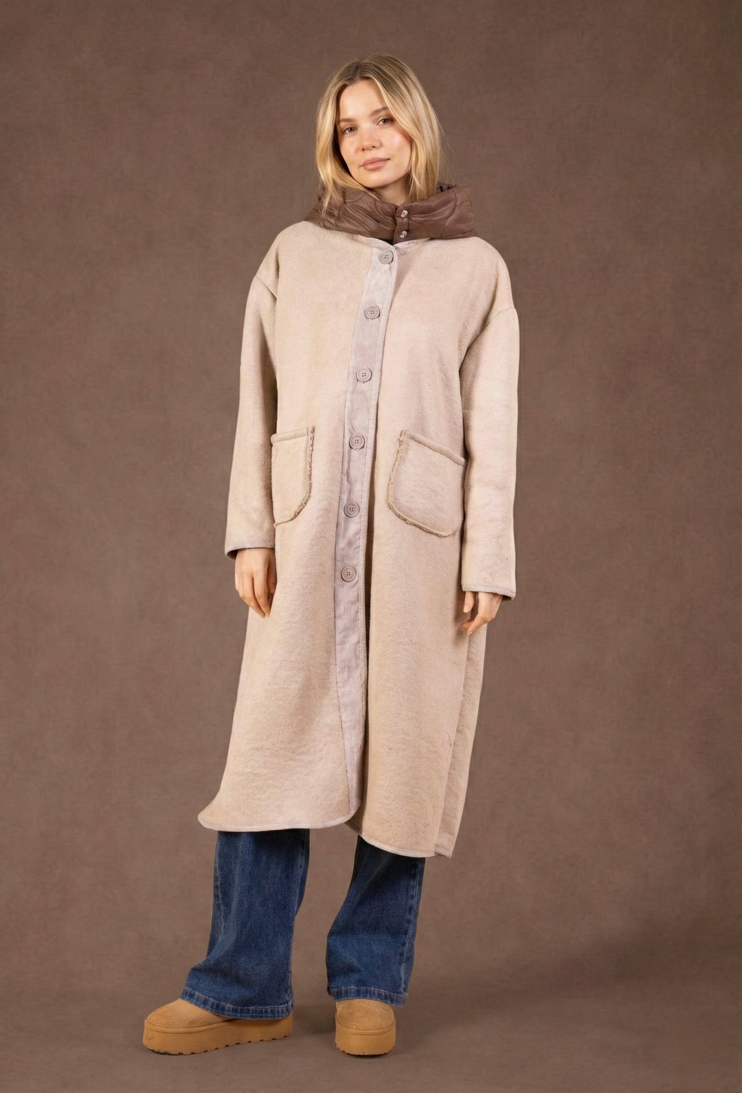 Manteau long en peau lainée - Soren