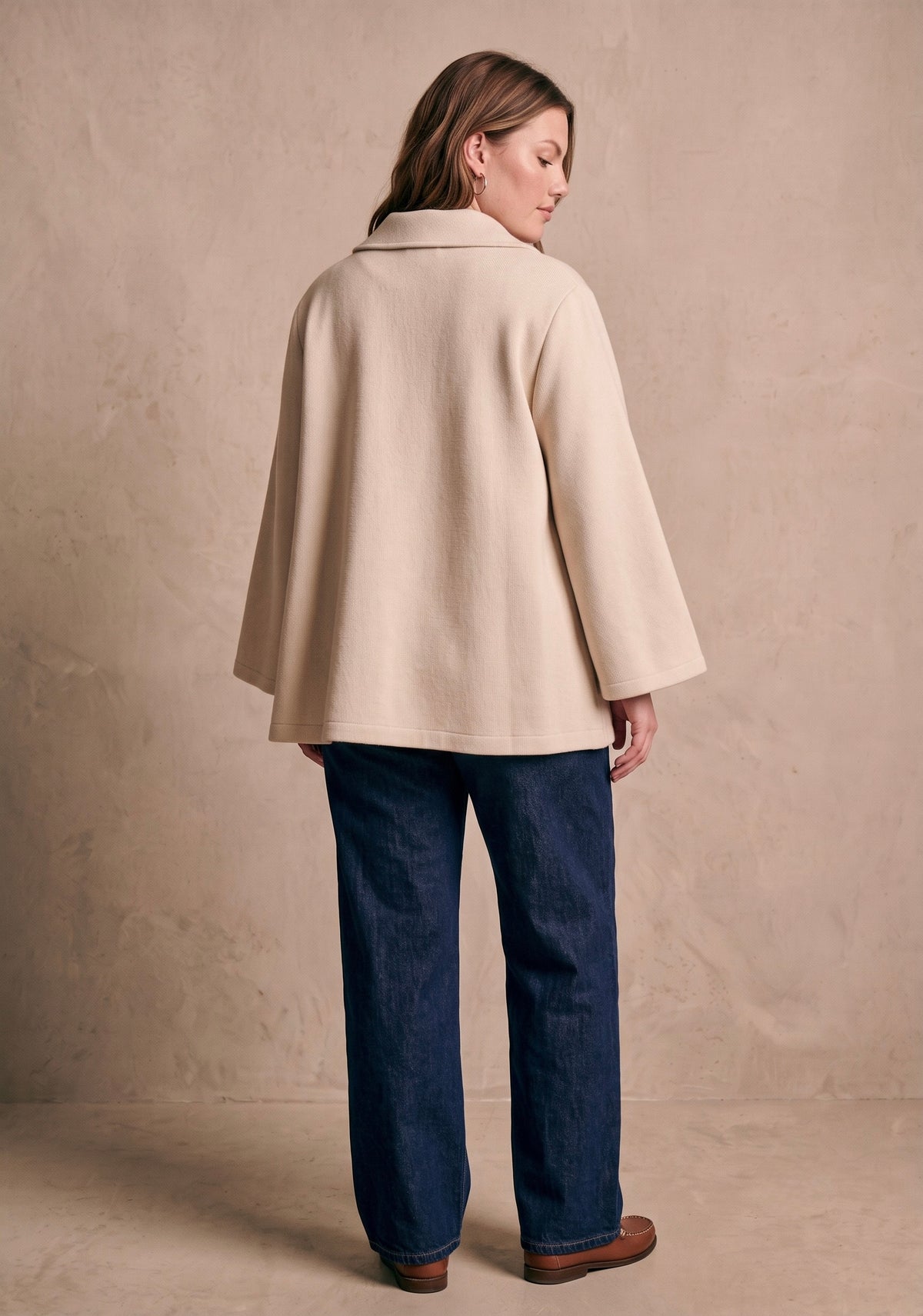 Curve - Veste caban court coupe évasée col chemise manches longues - Camille