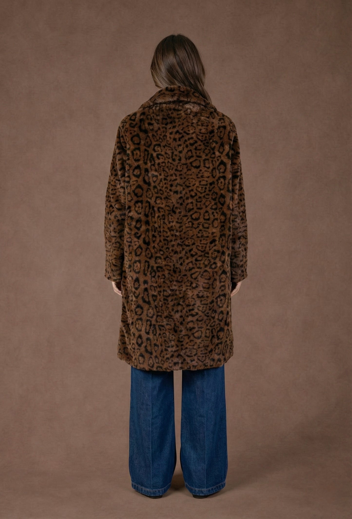 Manteau long fausse fourrure imprimé léopard - Léo