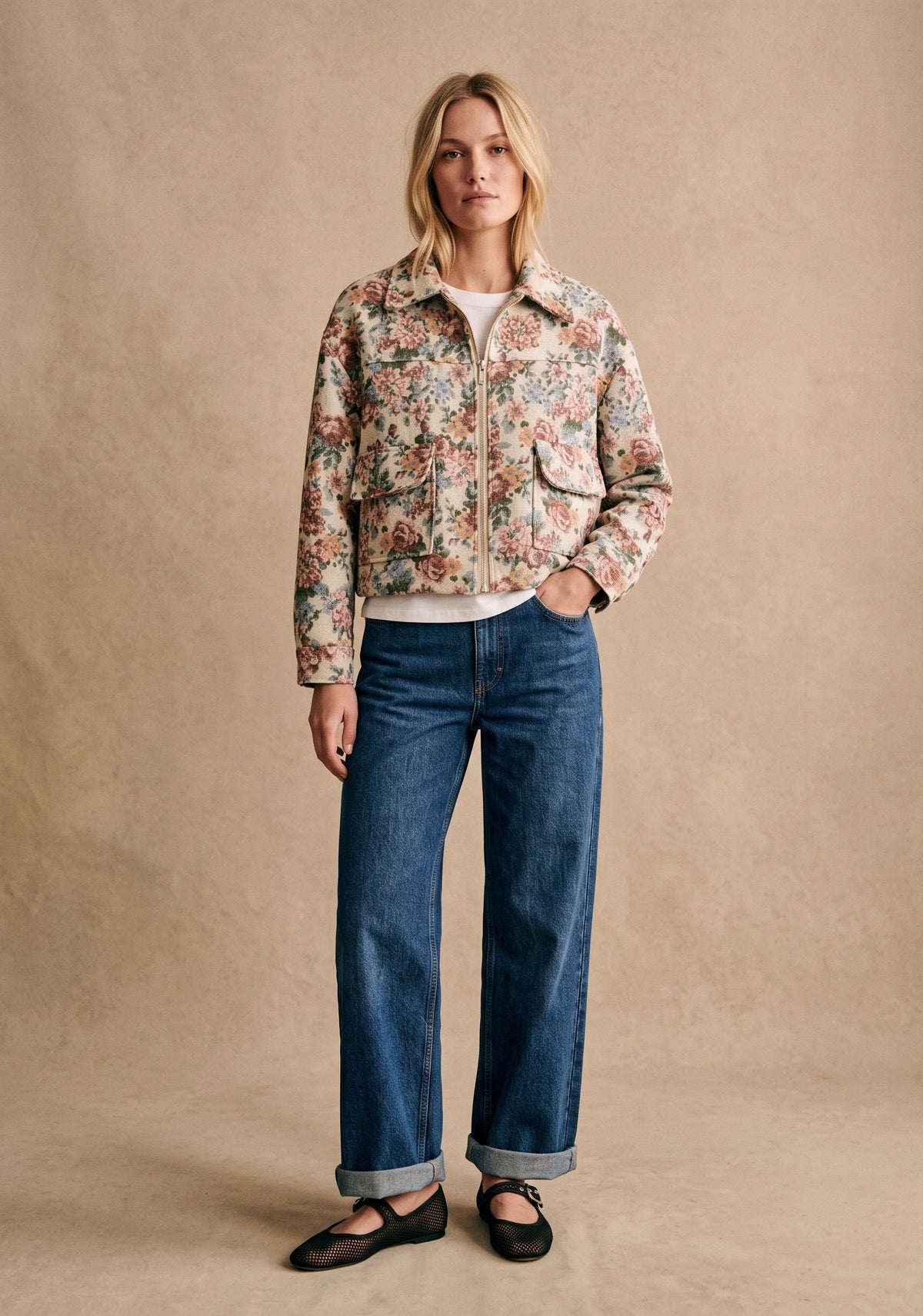 Veste jacquard floral - Capucine