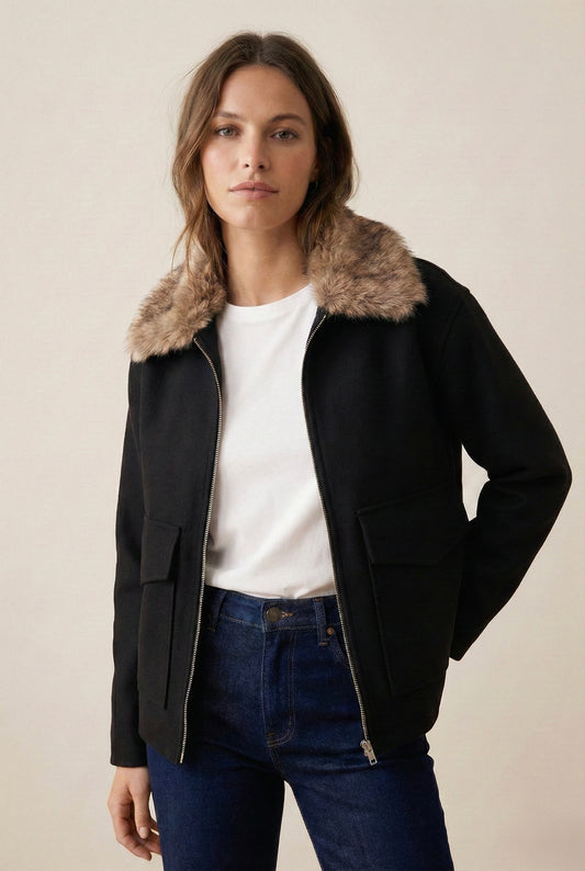 Veste courte à col amovible - Jace