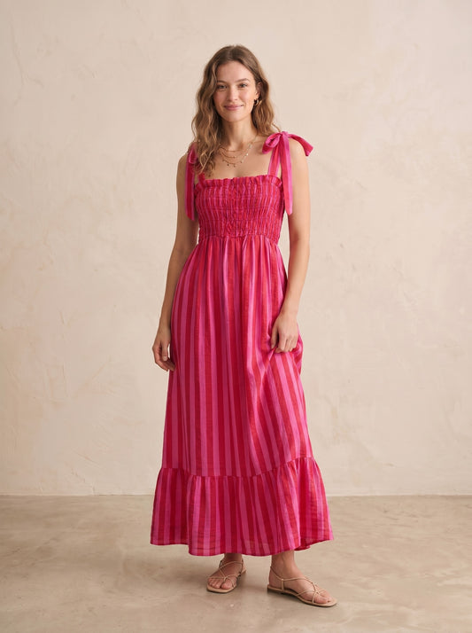 Robe smockée à rayures - Alix