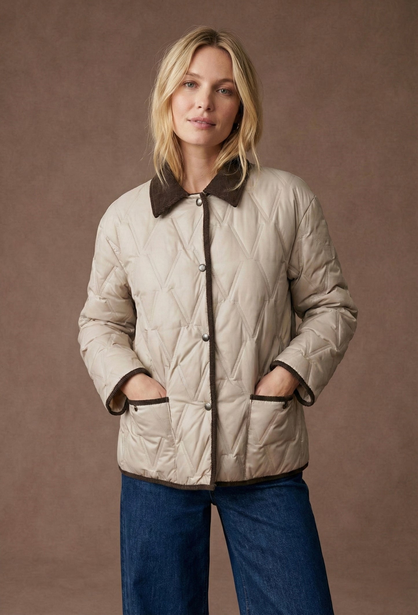 Veste matelassée à col velours côtelé - Avel