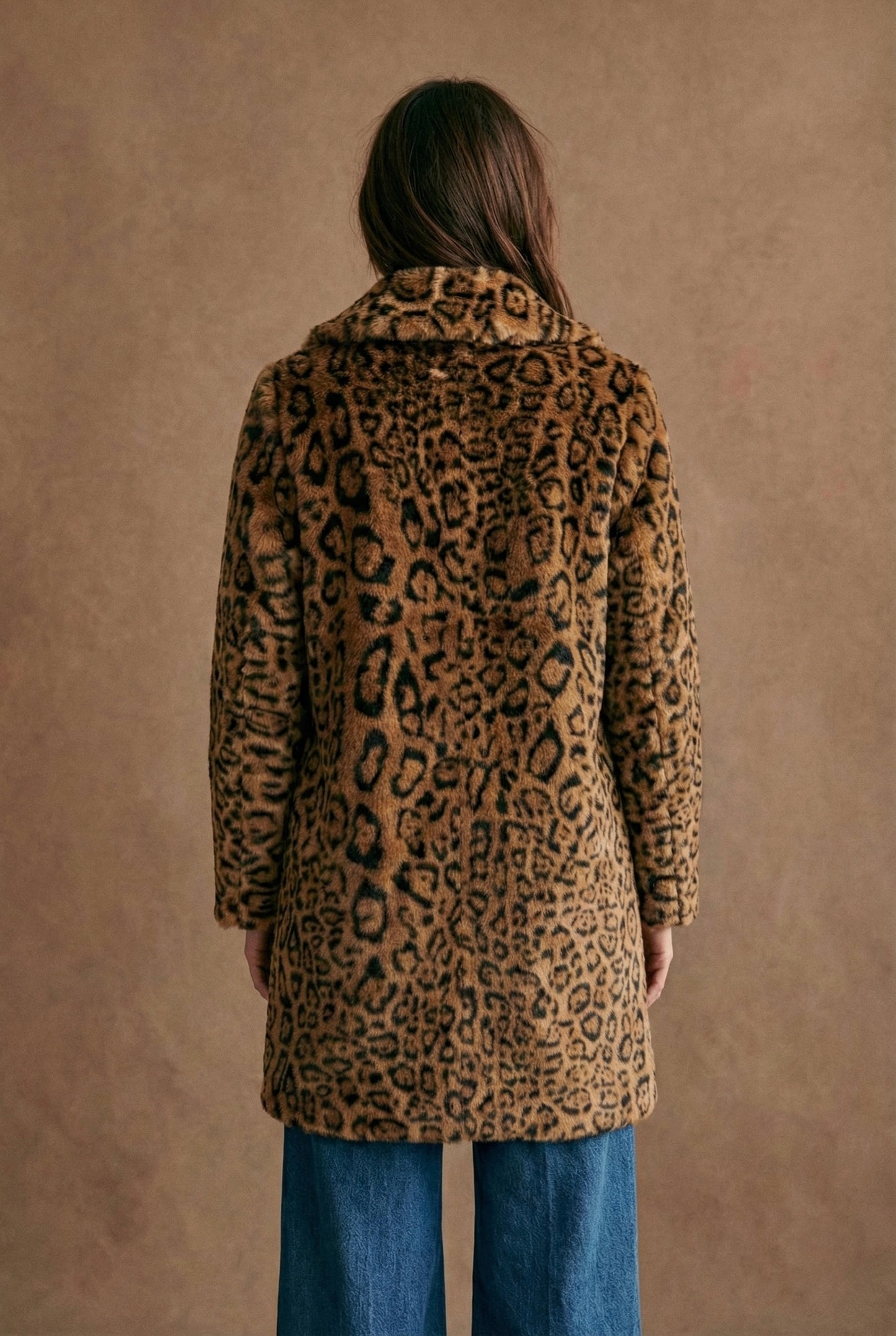 Manteau long fausse fourrure imprimé léopard - Léo