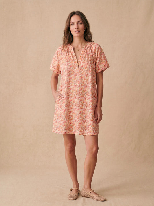 Robe manches courtes bouffantes coton - Lola