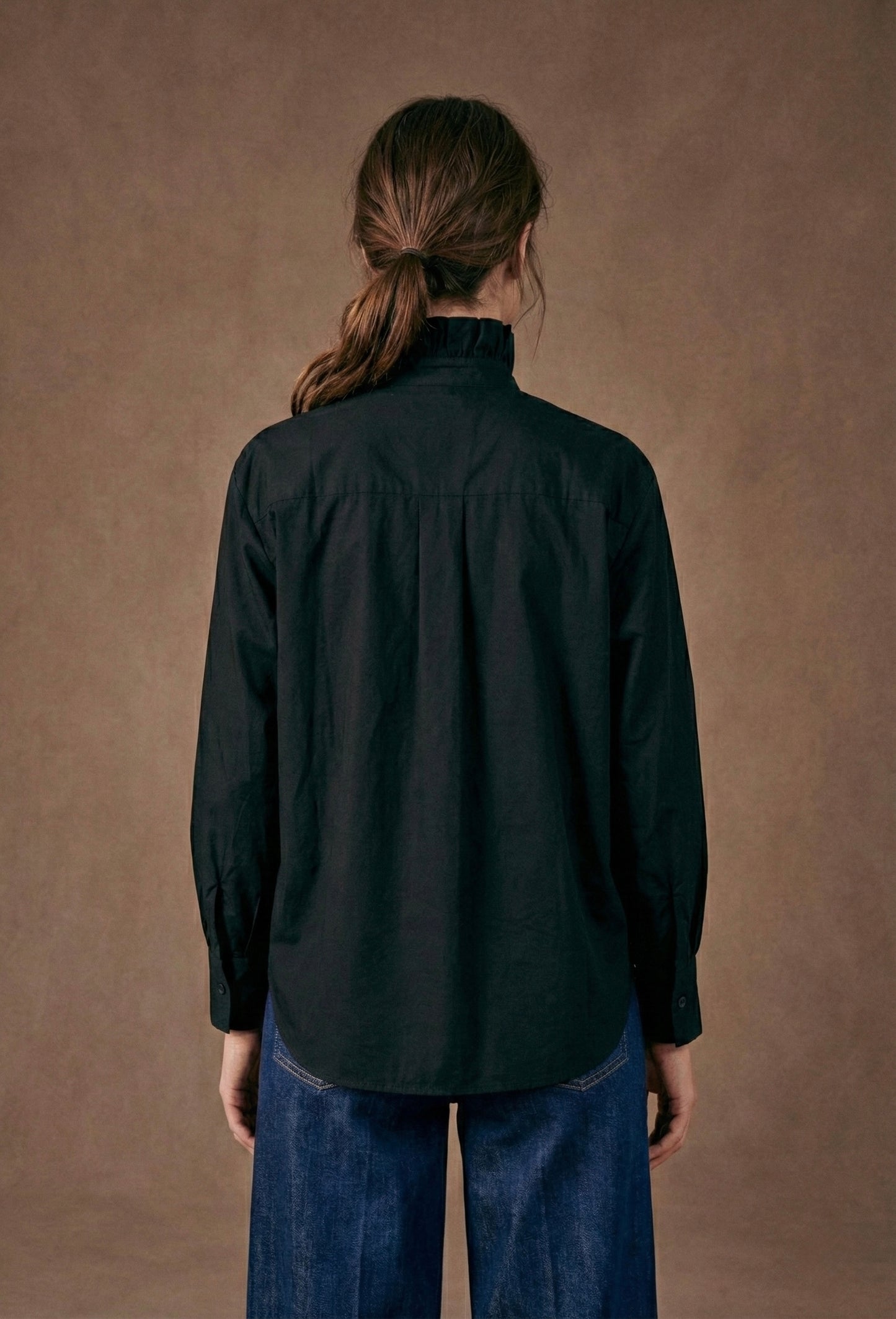 Chemise popeline coton col volant - Sara