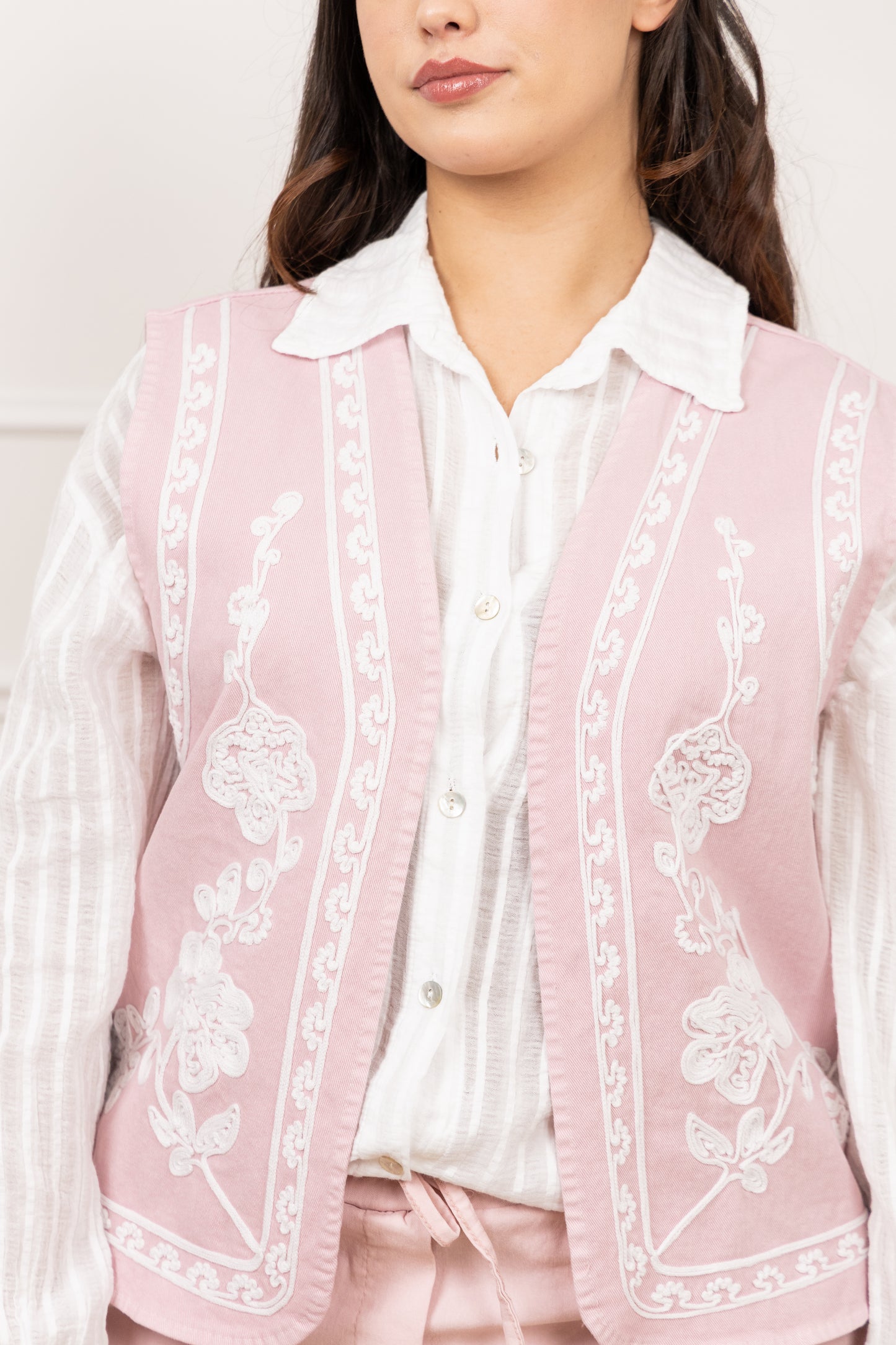 Gilet broderie rose - Kate