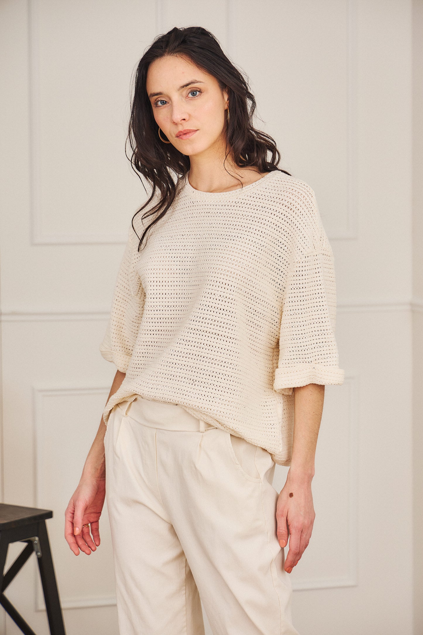 T-shirt maille crème - Éli