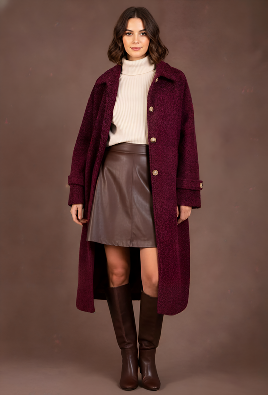 Manteau long en maille bouclette - Anya