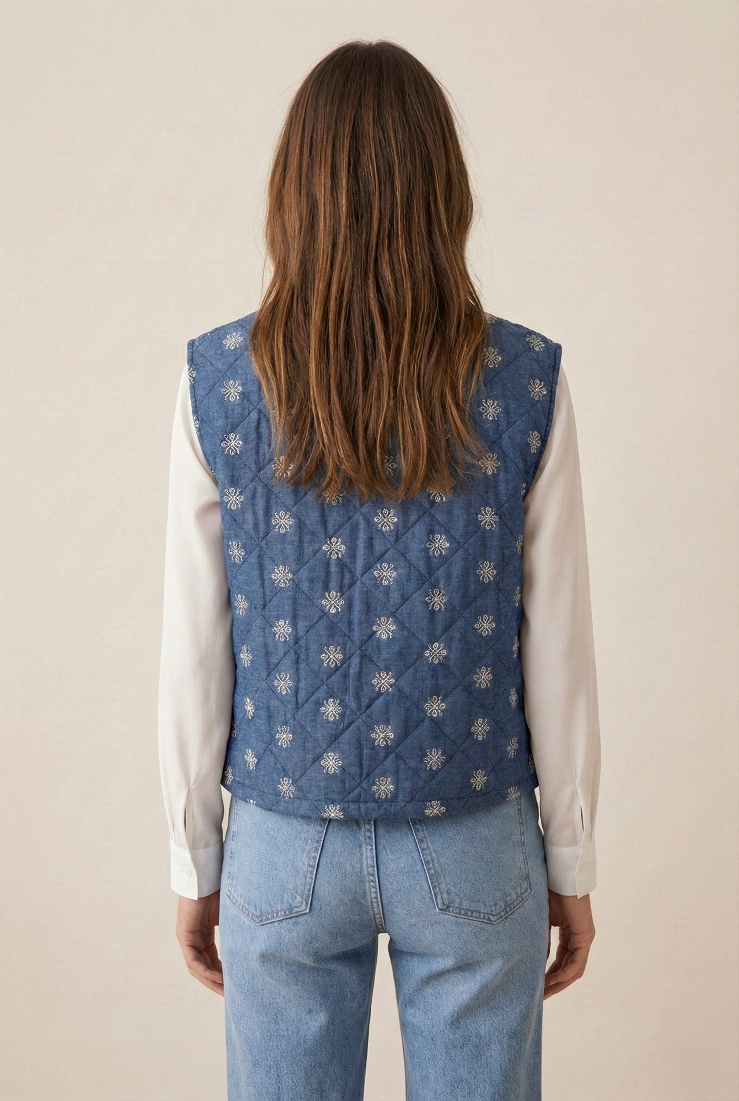 Veste sans manches matelassée broderie - Noémie