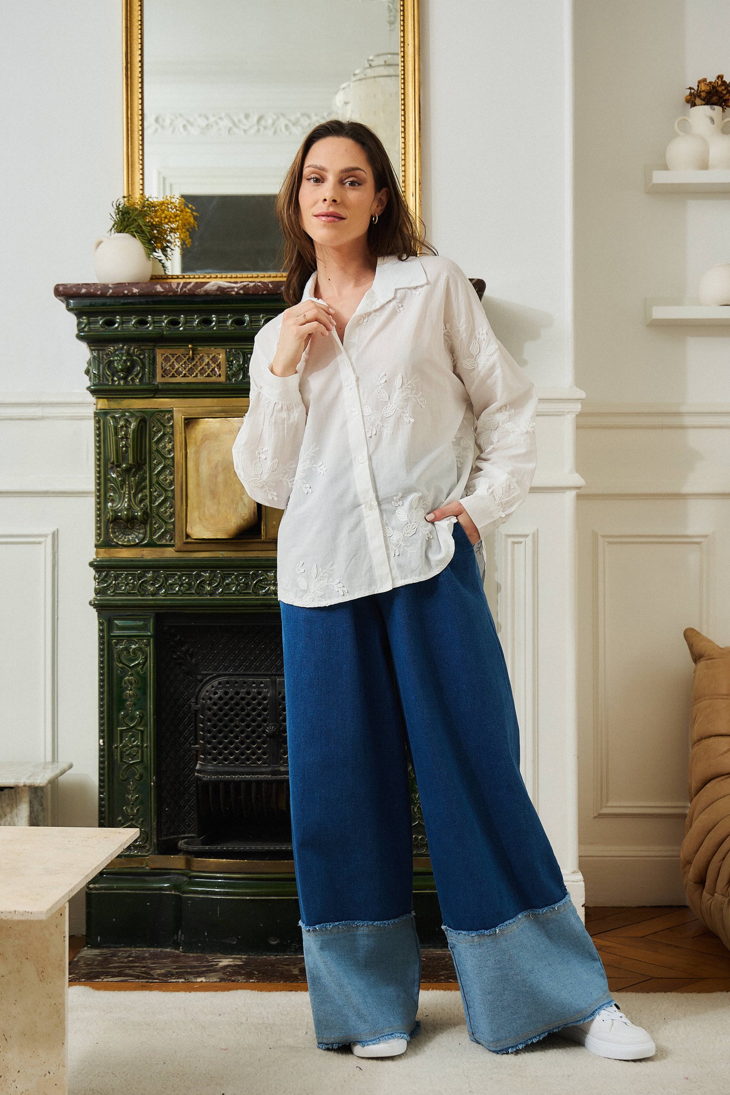 Chemise broderie blanche - Sienna