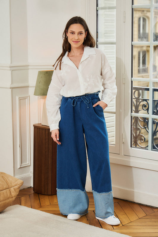 Pantalon bicolore denim - Nina
