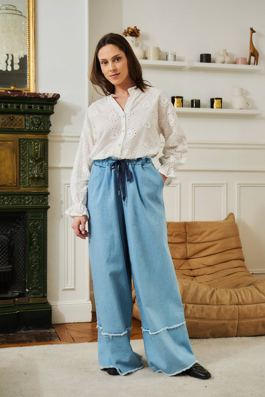 Pantalon gros ourlet denim - Zoé