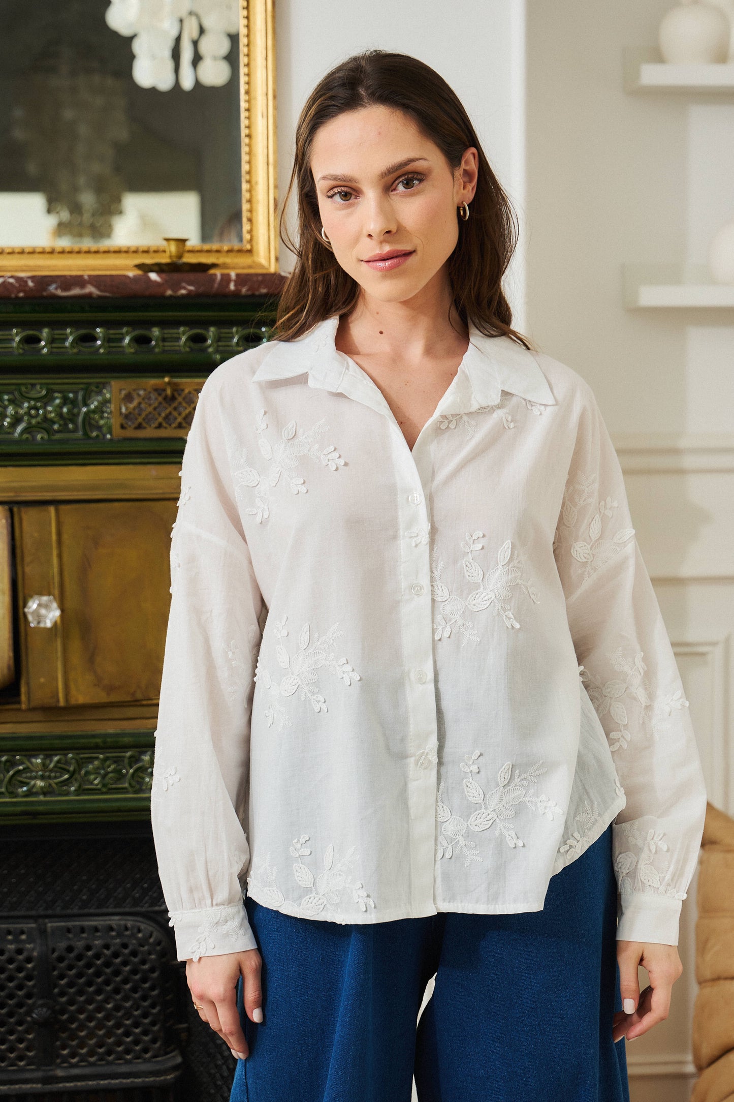 Chemise broderie blanche - Sienna