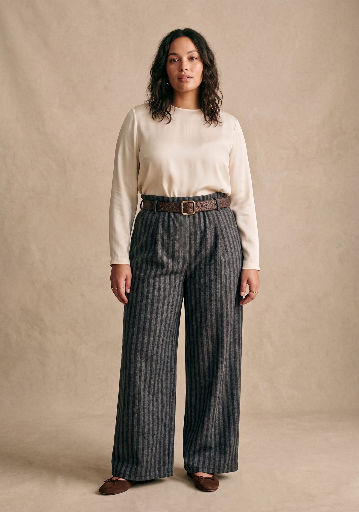 Curve - Pantalon large rayé taille haute - Ralph