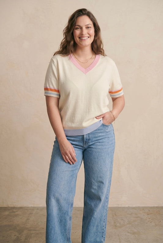 Curve - Pull maille coton manches courtes - Mila